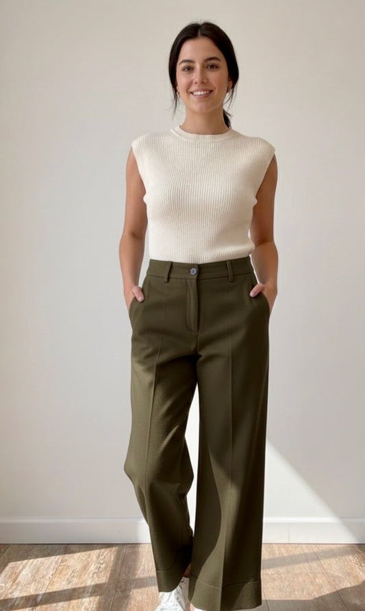 Pantalón denim kaki